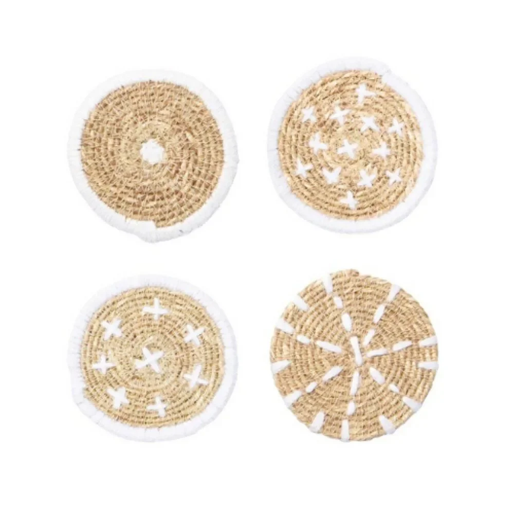 NEW Bloomingville Woven Seagrass Coasters | Set of Four
